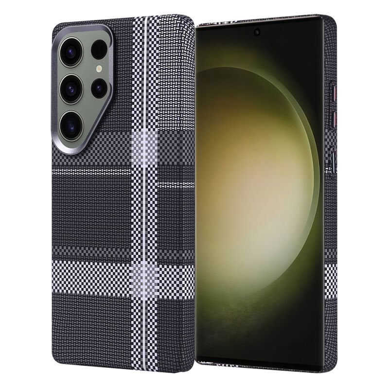 Galaxy S25 Ultra Kılıf M-safe Şarj Özellikli Karbon Fiber Görünümlü Zore Nekst Kılıf Gri