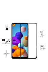 Galaxy A21S Zore Kenarları Kırılmaya Dayanıklı Cam Ekran Koruyucu - Siyah