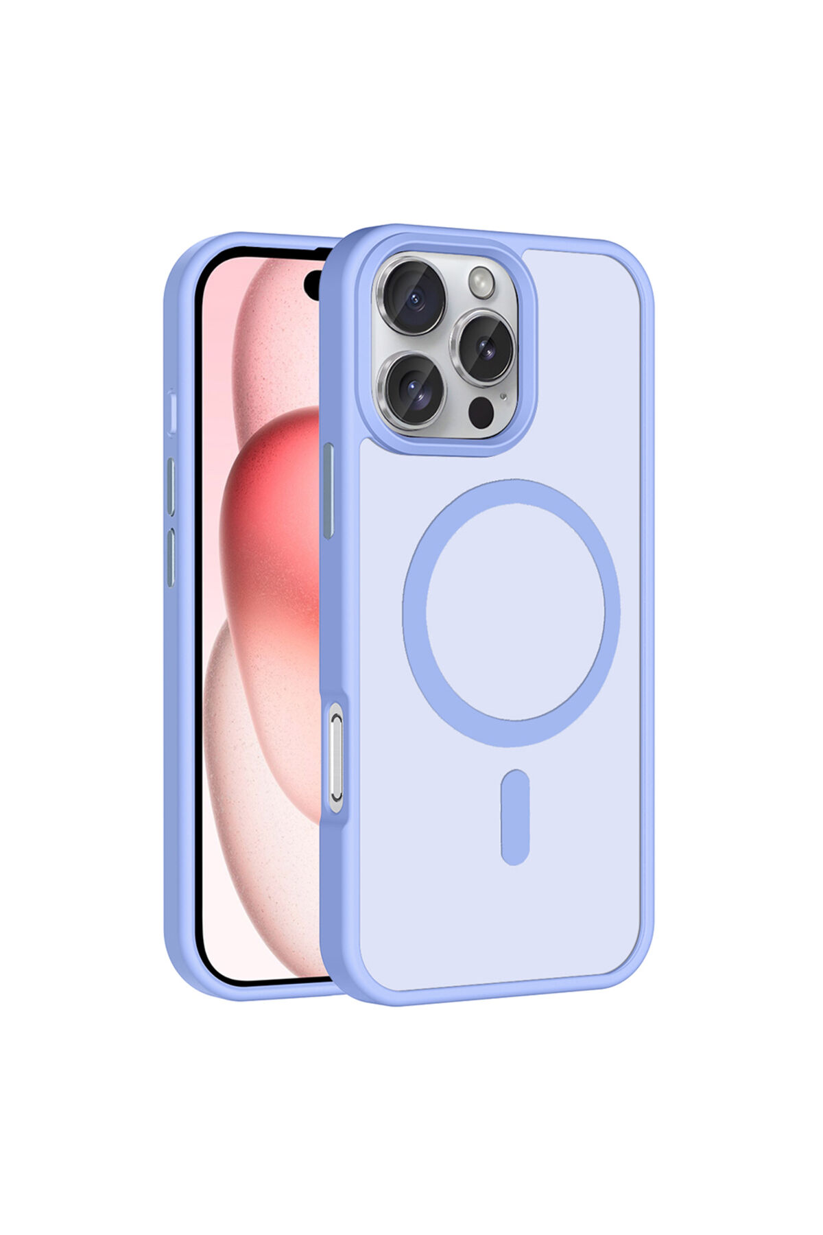 iPhone 16 Pro Kılıf Magsafe Şarj Özellikli Mat Arka Yüzey Zore Sio Kapak - Rose Gold Lila