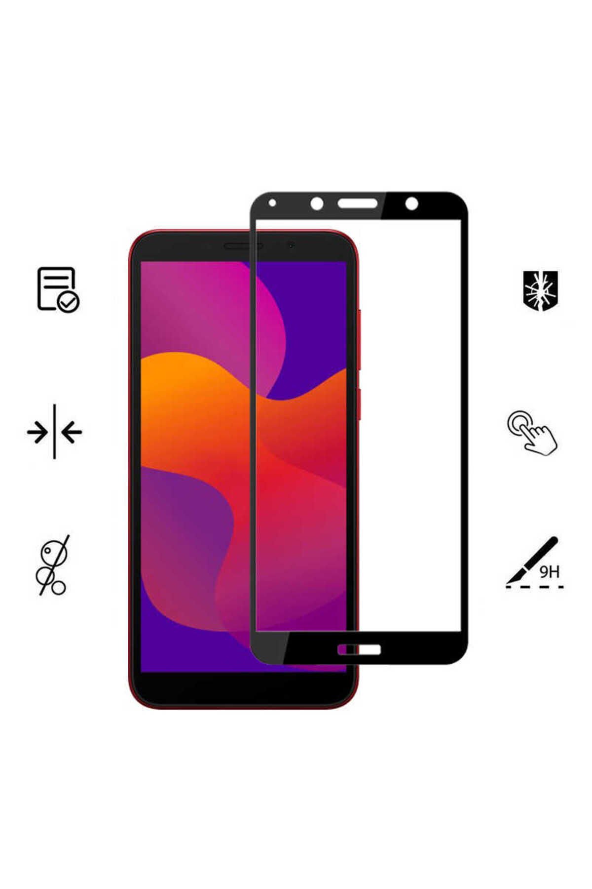 Huawei Y5P Kenarları Kırılmaya Dayanıklı Cam Ekran Koruyucu - Siyah