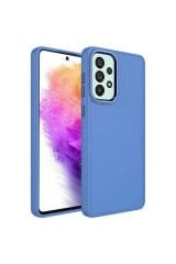 Galaxy A23 Kılıf Metal Çerçeve ve Buton Tasarımlı Silikon TKNC Luna Kapak - Lavendery Gray Lavendery Gray