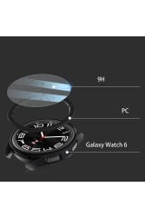 Galaxy Watch 6 Classic 43mm Sert PC Kasa ve Ekran Koruyucu SBT Watch Gard 29 - Beyaz Beyaz