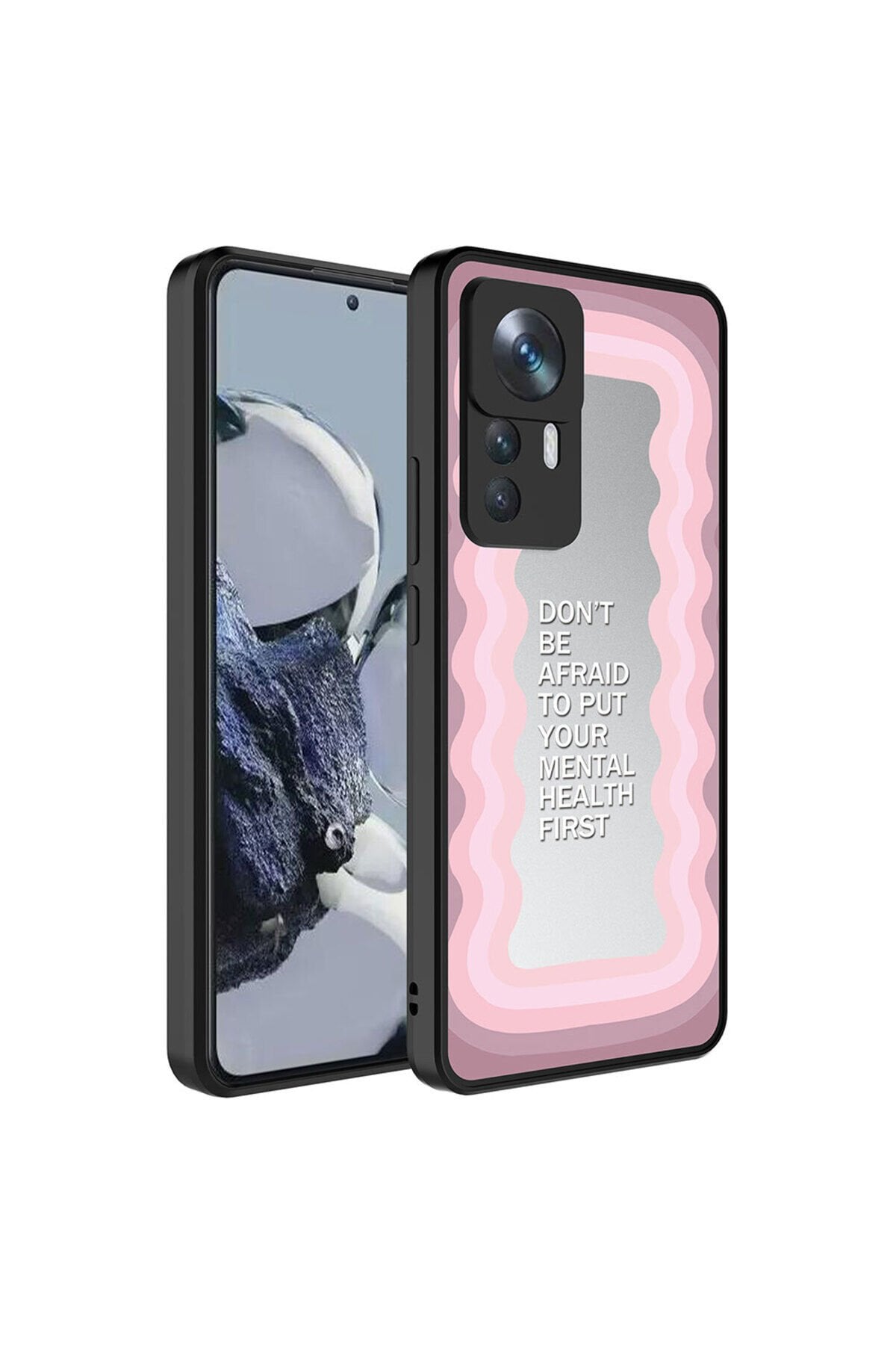 Mi 12T Kılıf Aynalı Desenli Kamera Korumalı Parlak BSAY Mirror Kapak - Kalp Ayna