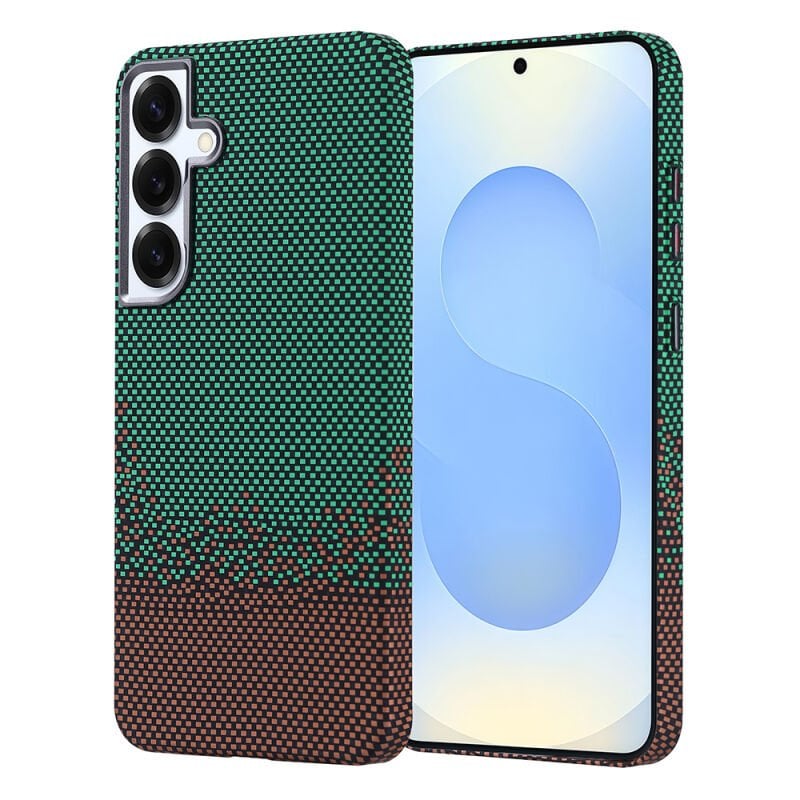 Galaxy S25 Plus Kılıf M-safe Şarj Özellikli Karbon Fiber Görünümlü Zore Nekst Kılıf Yeşil