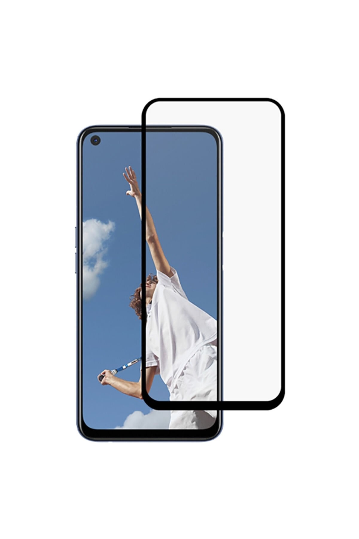 A92 Zore Kenarları Kırılmaya Dayanıklı Cam Ekran Koruyucu - Siyah