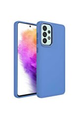 Galaxy A33 5G Kılıf Metal Çerçeve ve Buton Tasarımlı Silikon GNST Luna Kapak - Lacivert Lacivert