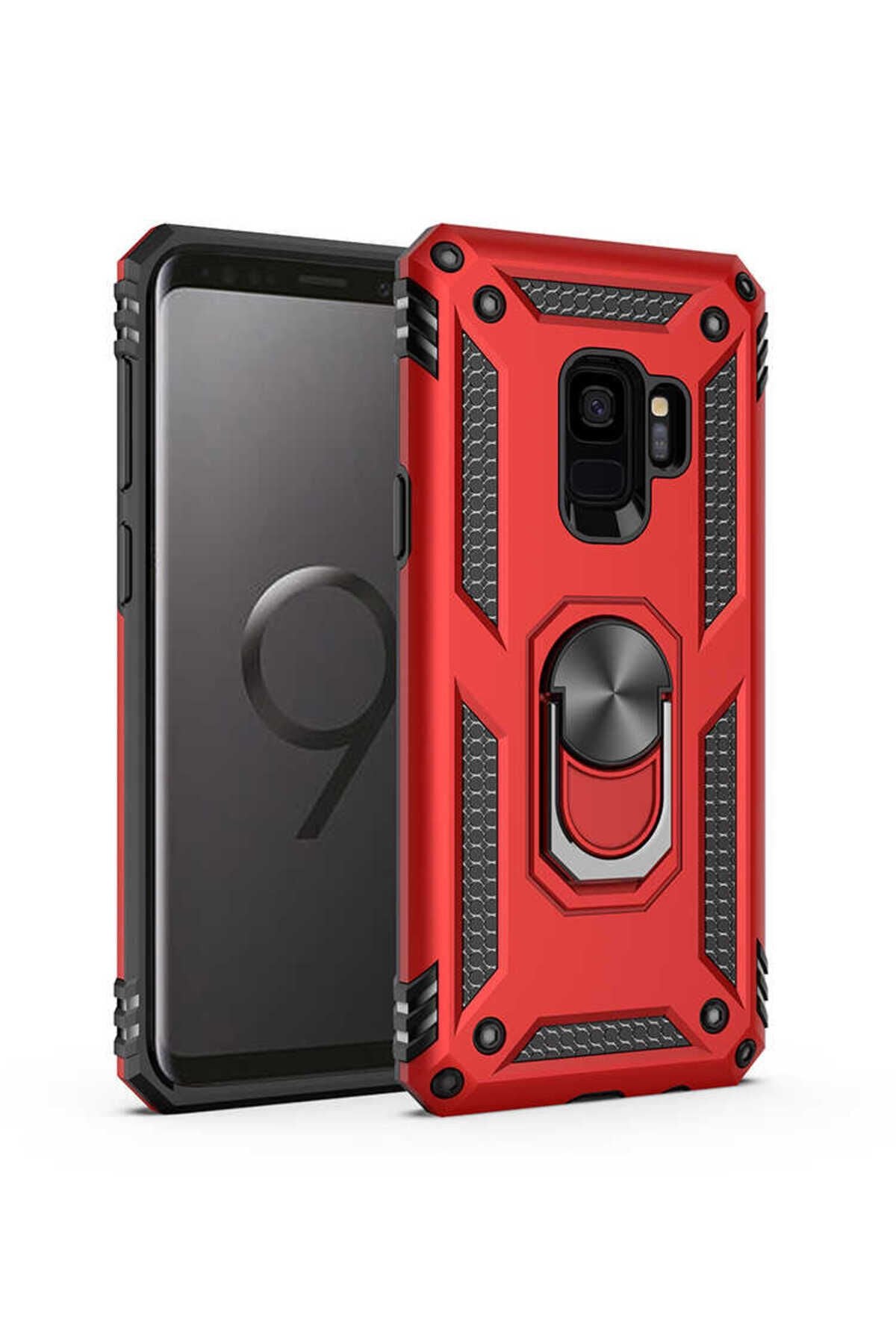 Galaxy S9 Kılıf BSAY Vega Kapak - Gri Kırmızı