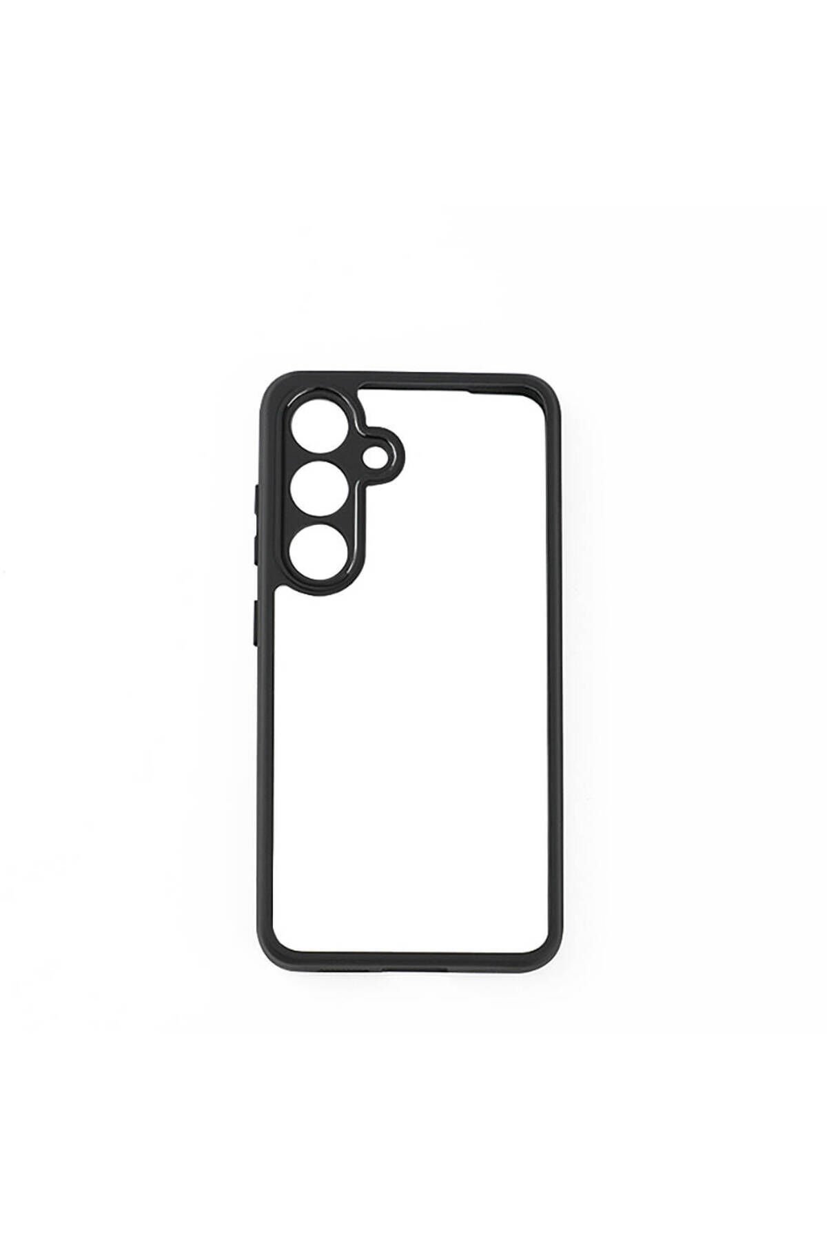 Galaxy S24 Uyumlu Kamera Korumalı Şeffaf Arka Yüzey BSAY New Roll Kılıf-Siyah Siyah