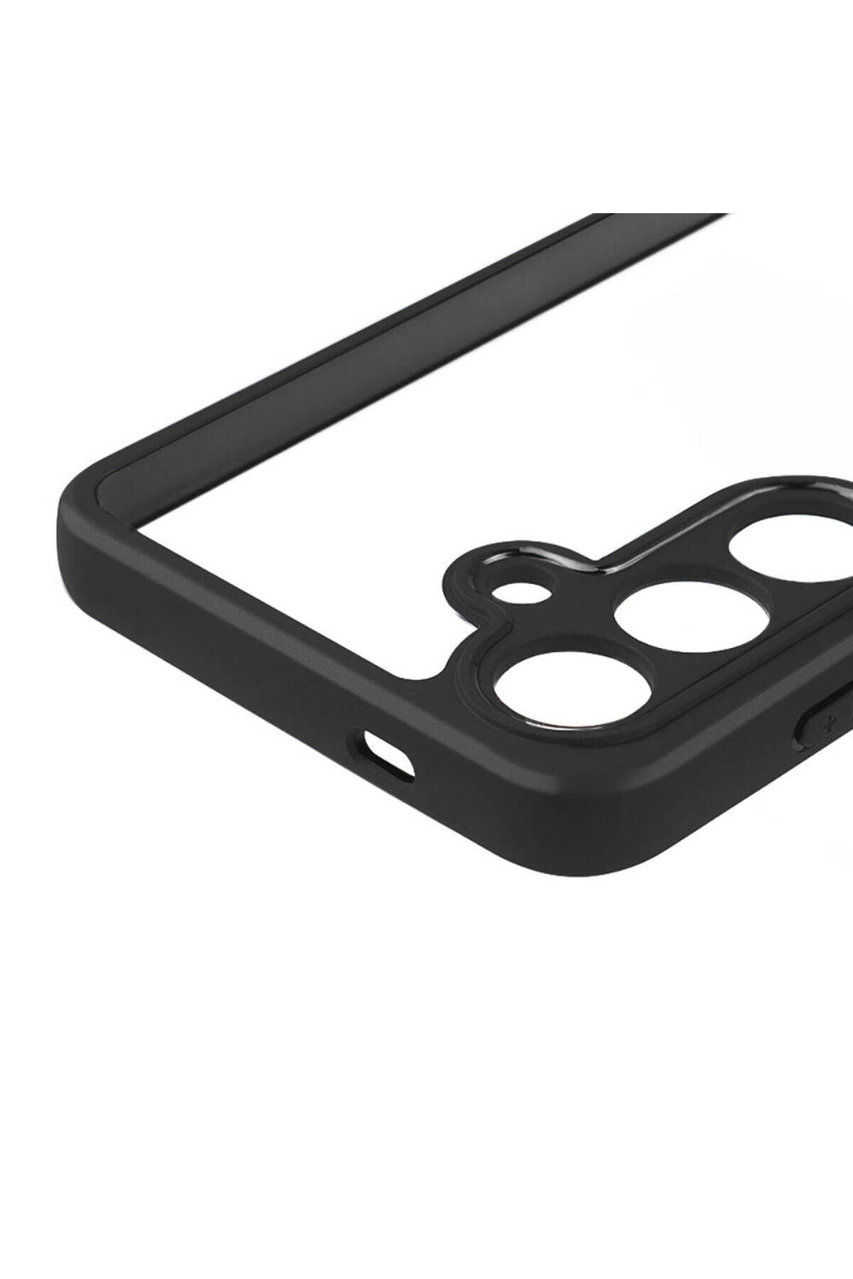 Galaxy S24 Uyumlu Kamera Korumalı Şeffaf Arka Yüzey BSAY New Roll Kılıf-Siyah Siyah