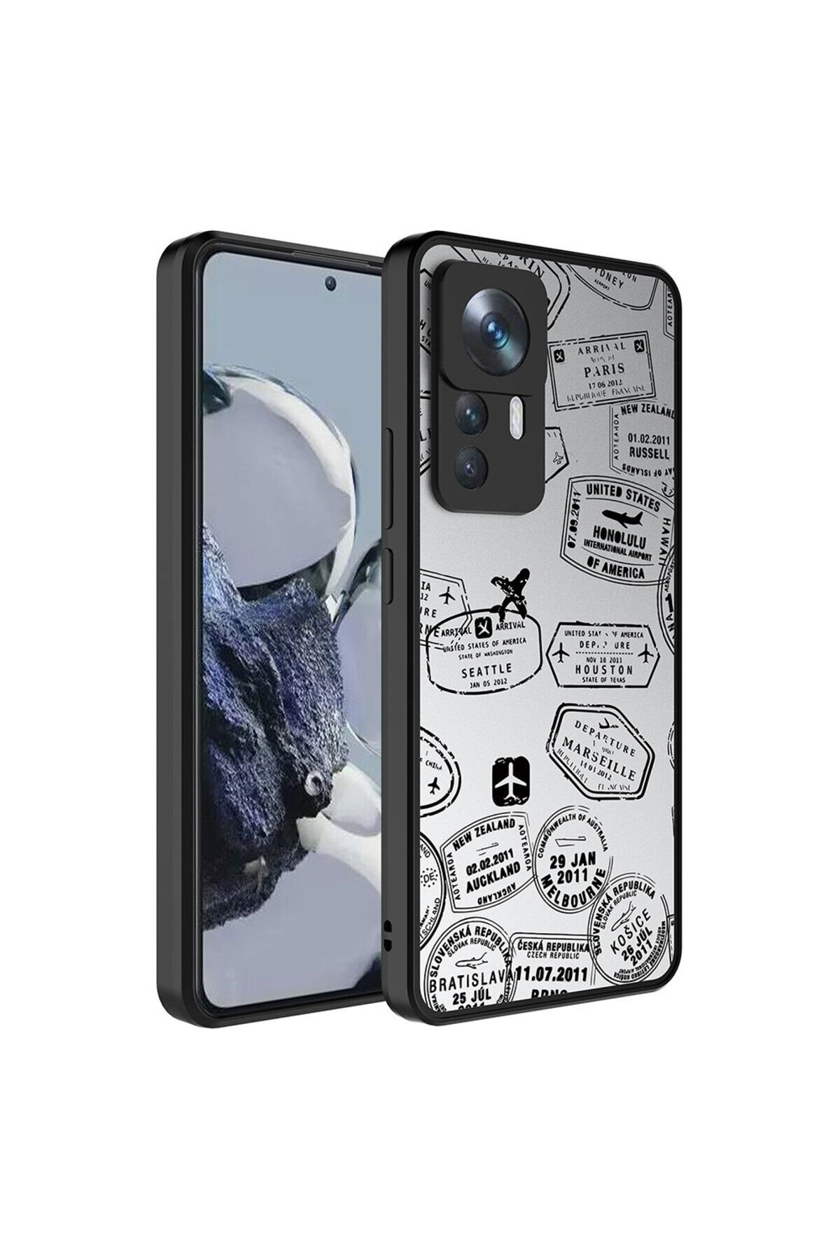 Mi 12T Kılıf Aynalı Desenli Kamera Korumalı Parlak BSAY Mirror Kapak - Kalp Seyahat