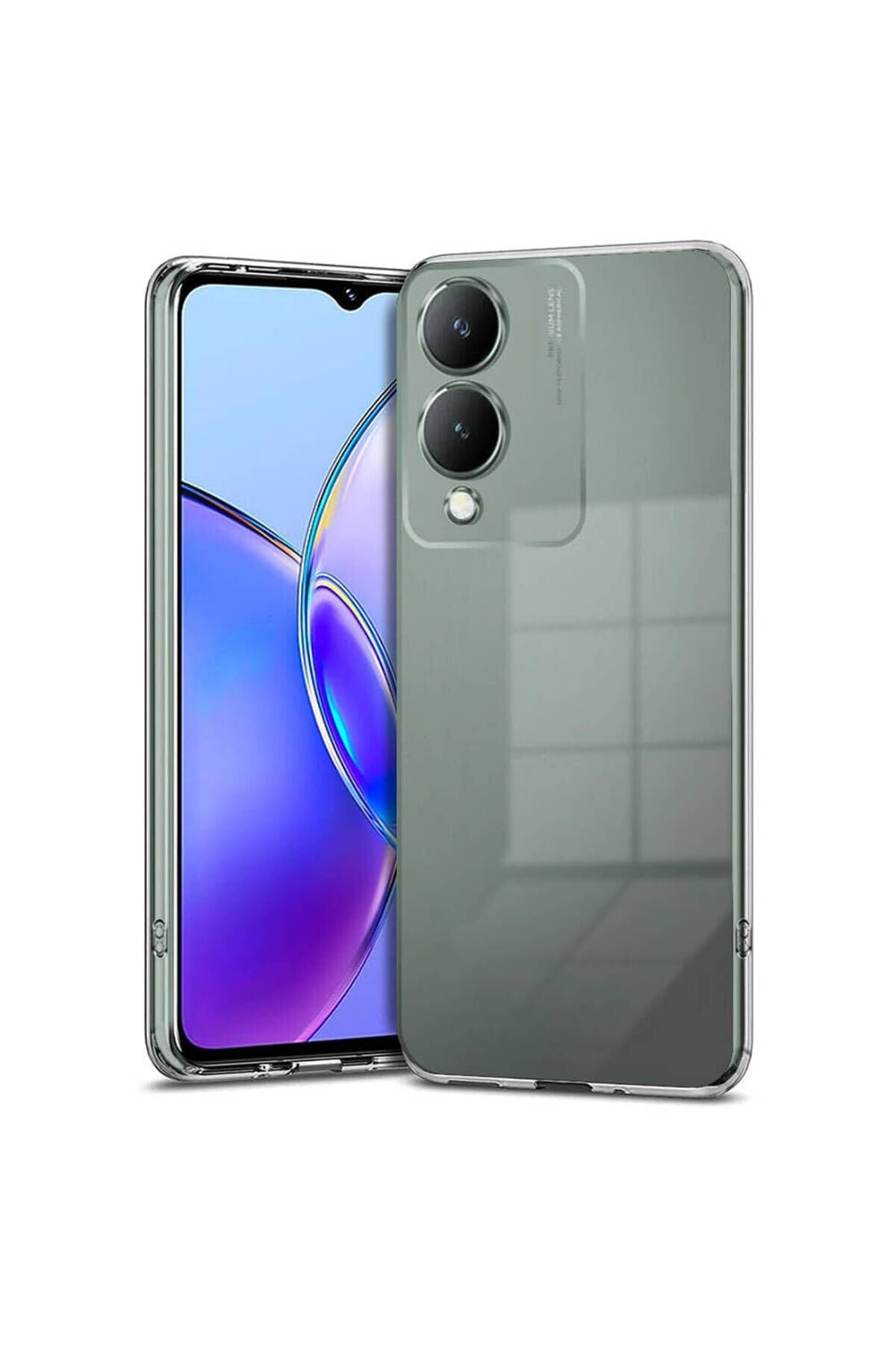 Vivo Y17S Uyumlu NXAR Süper Silikon Kılıf-Renksiz Renksiz