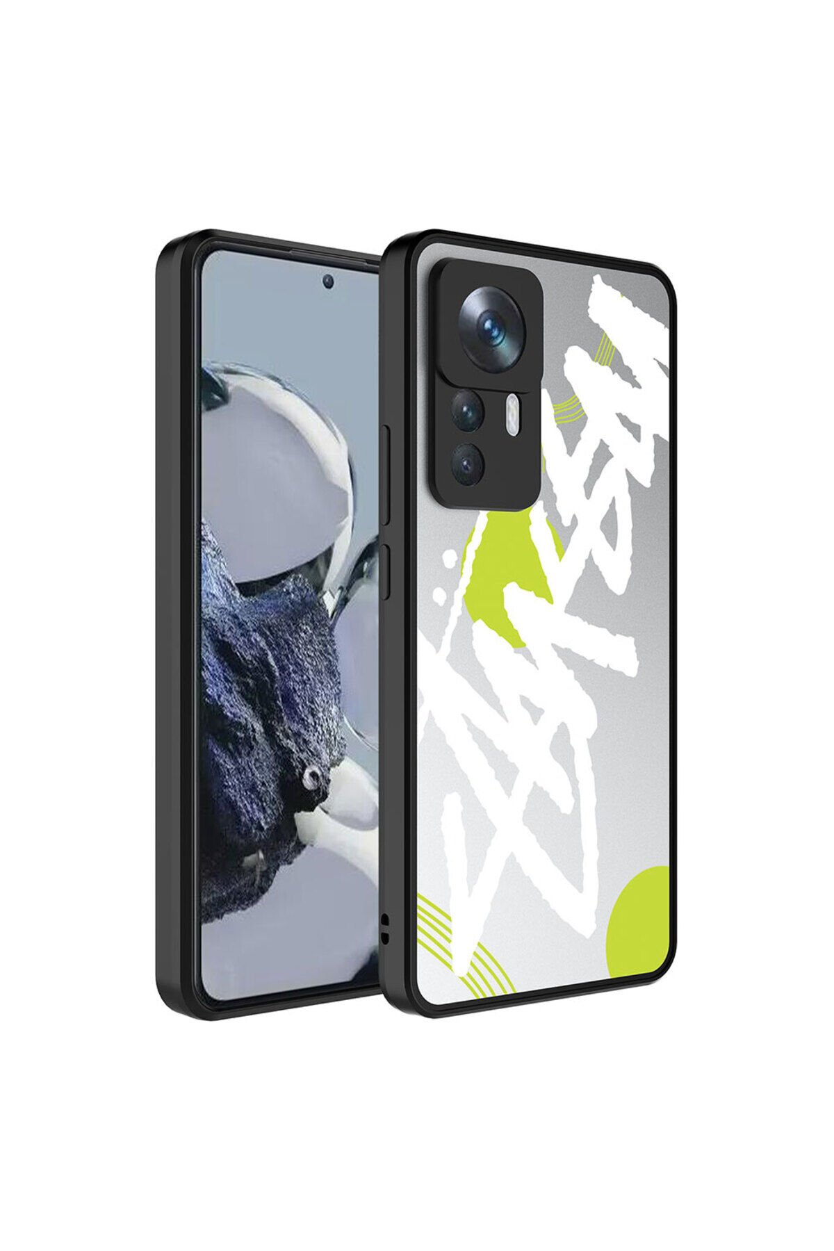 Mi 12T Kılıf Aynalı Desenli Kamera Korumalı Parlak BSAY Mirror Kapak - Kalp Yazı