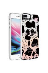 iPhone 7 Plus Kılıf Mermer Desenli BSAY Marbello Kapak - Siyah-Beyaz