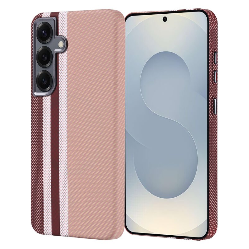 Galaxy S25 Kılıf M-safe Şarj Özellikli Karbon Fiber Görünümlü Zore Nekst Kılıf Gold