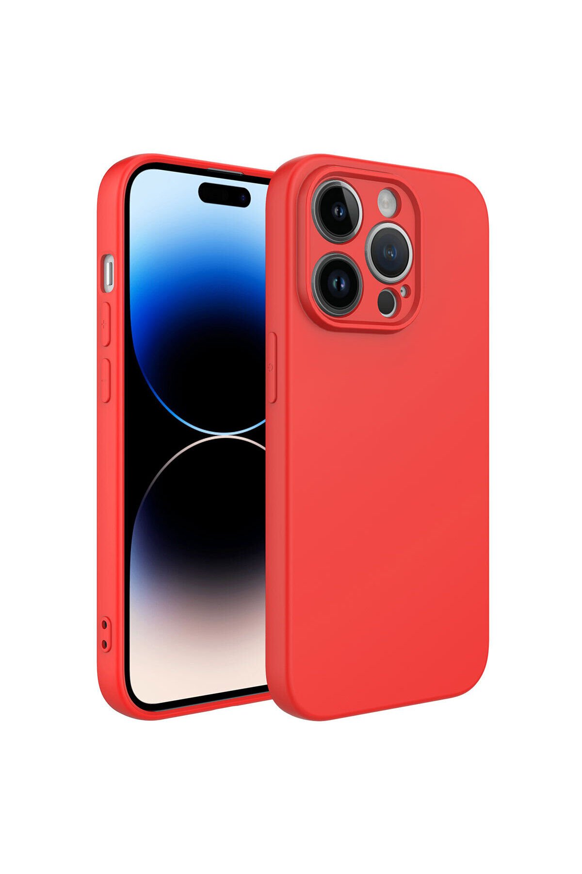 iPhone 14 Pro Uyumlu BSAY Kamera Korumalı Mara Lansman Kılıf-Koyu Yeşil Kırmızı