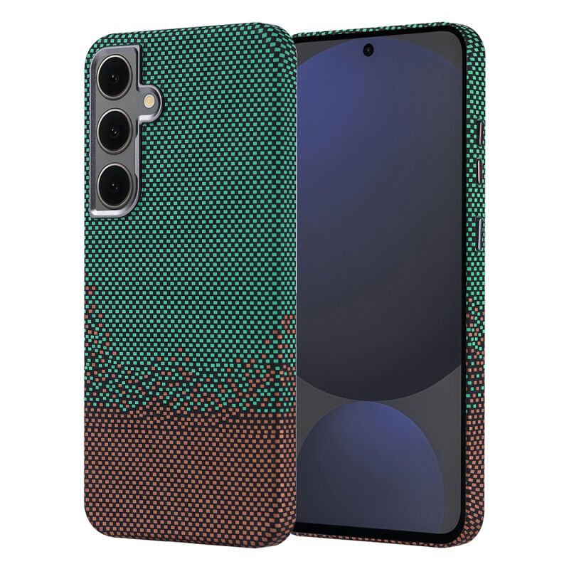 Galaxy S24 FE Kılıf M-safe Şarj Özellikli Karbon Fiber Görünümlü Zore Nekst Kılıf Yeşil