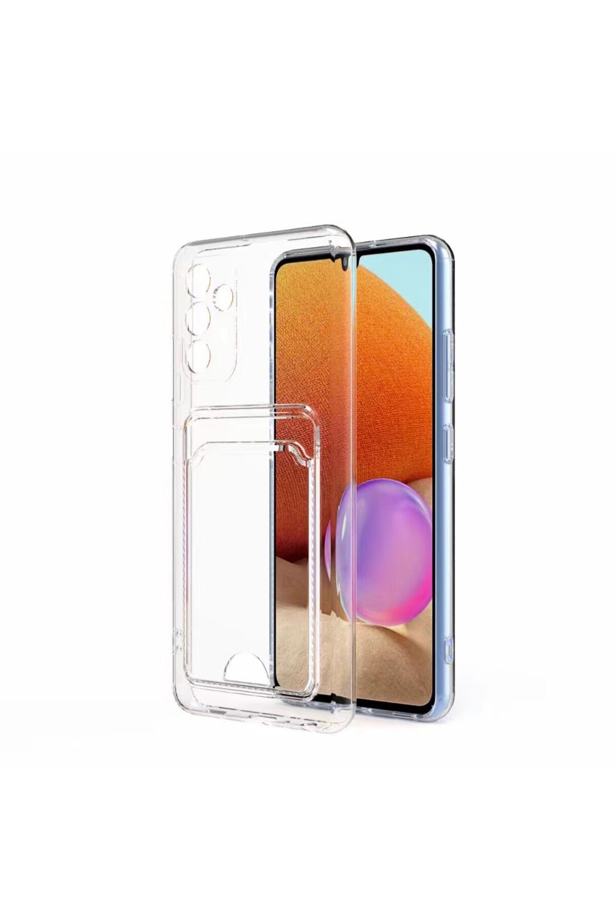 Galaxy A14 Kılıf Kartlıklı Şeffaf BSAY Setra Clear Silikon Kapak - Renksiz