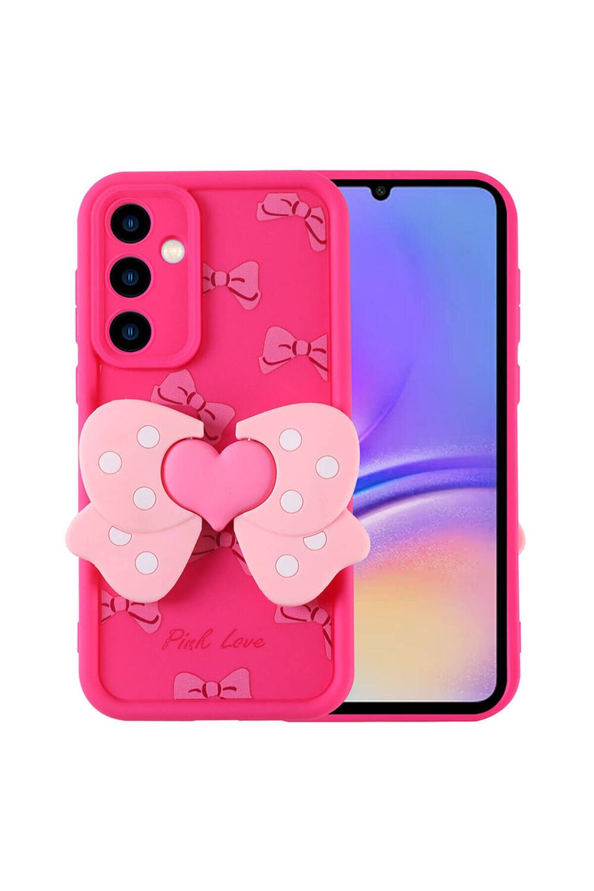 Galaxy A05S Kılıf Kamera Korumalı Figür Tasarımlı ATA Kapya Kapak-Pembe Koyu Pembe Koyu