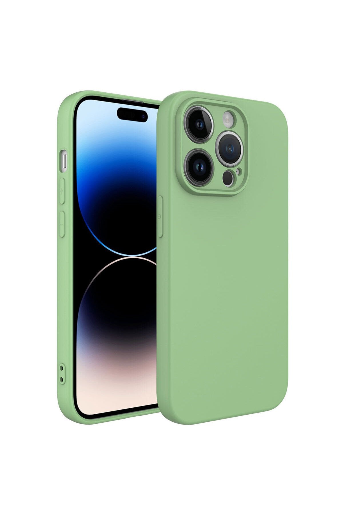 iPhone 14 Pro Uyumlu BSAY Kamera Korumalı Mara Lansman Kılıf-Koyu Yeşil Açık Yeşil