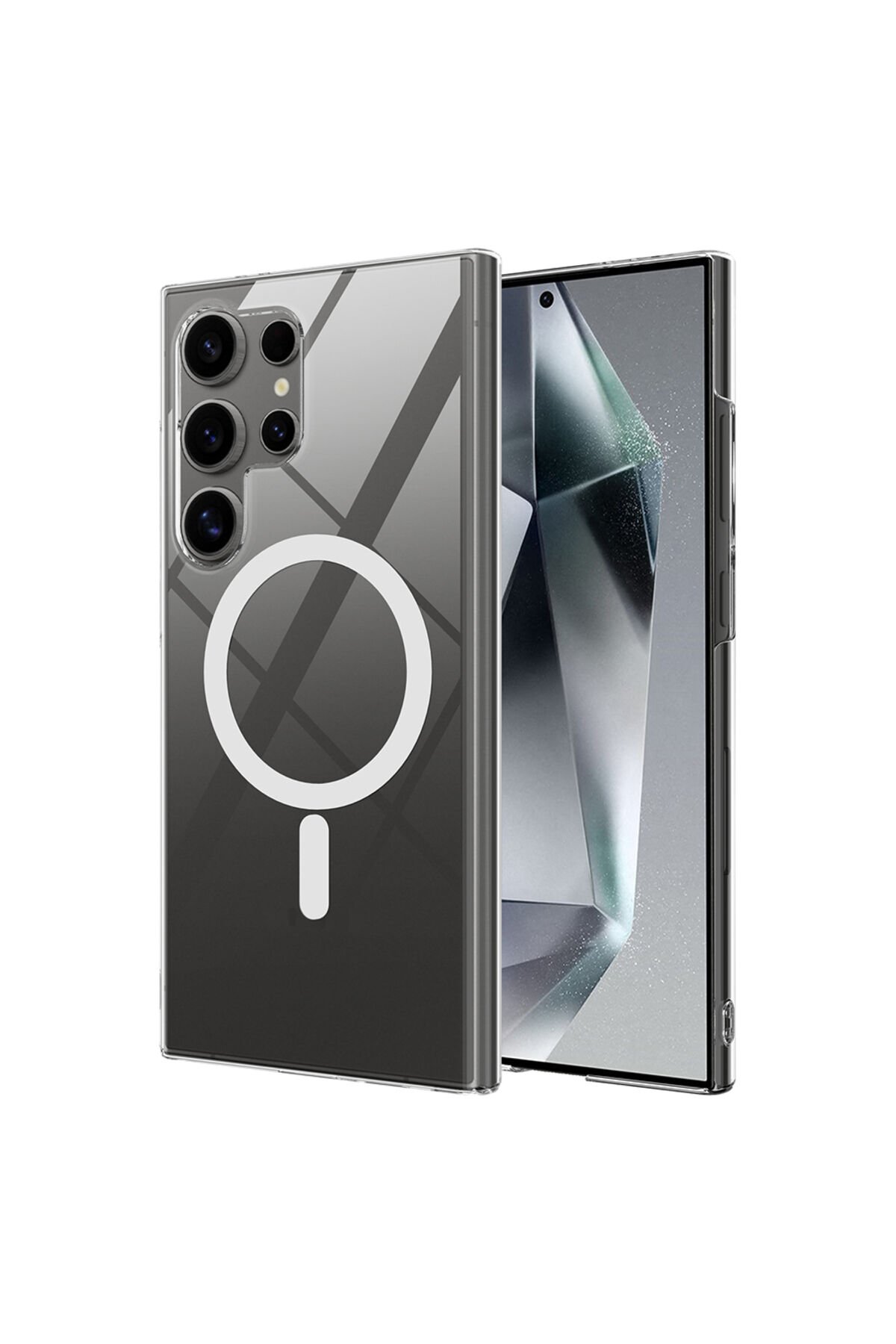 Galaxy S25 Ultra Uyumlu Kılıf Kamera Korumalı Magsafe Sert PC NXAR Porto Kapak-Şeffaf Şeffaf