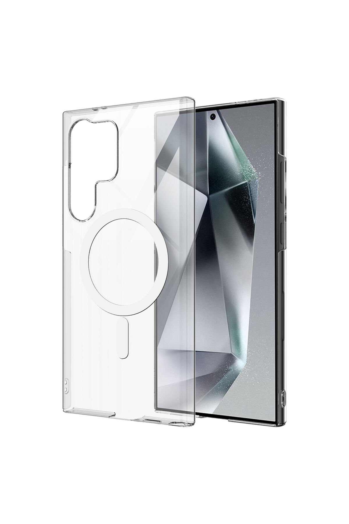 Galaxy S25 Ultra Uyumlu Kılıf Kamera Korumalı Magsafe Sert PC NXAR Porto Kapak-Şeffaf Şeffaf