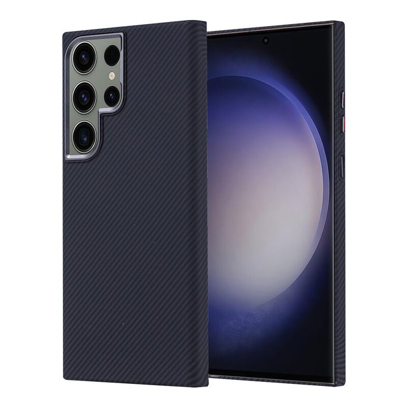 Galaxy S23 Ultra Kılıf M-safe Şarj Özellikli Karbon Fiber Görünümlü Zore Nekst Kılıf