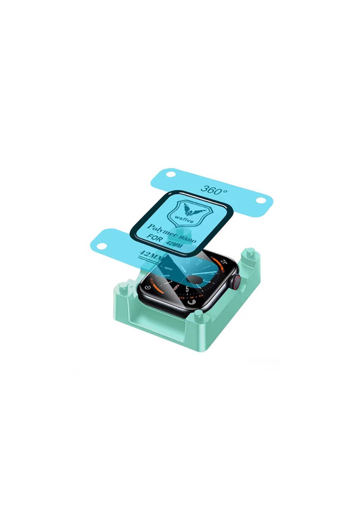 Watch 42mm BSAY Polymer Nano Ekran Koruyucu + Kolay Uygulama Aparatlı - Siyah Siyah