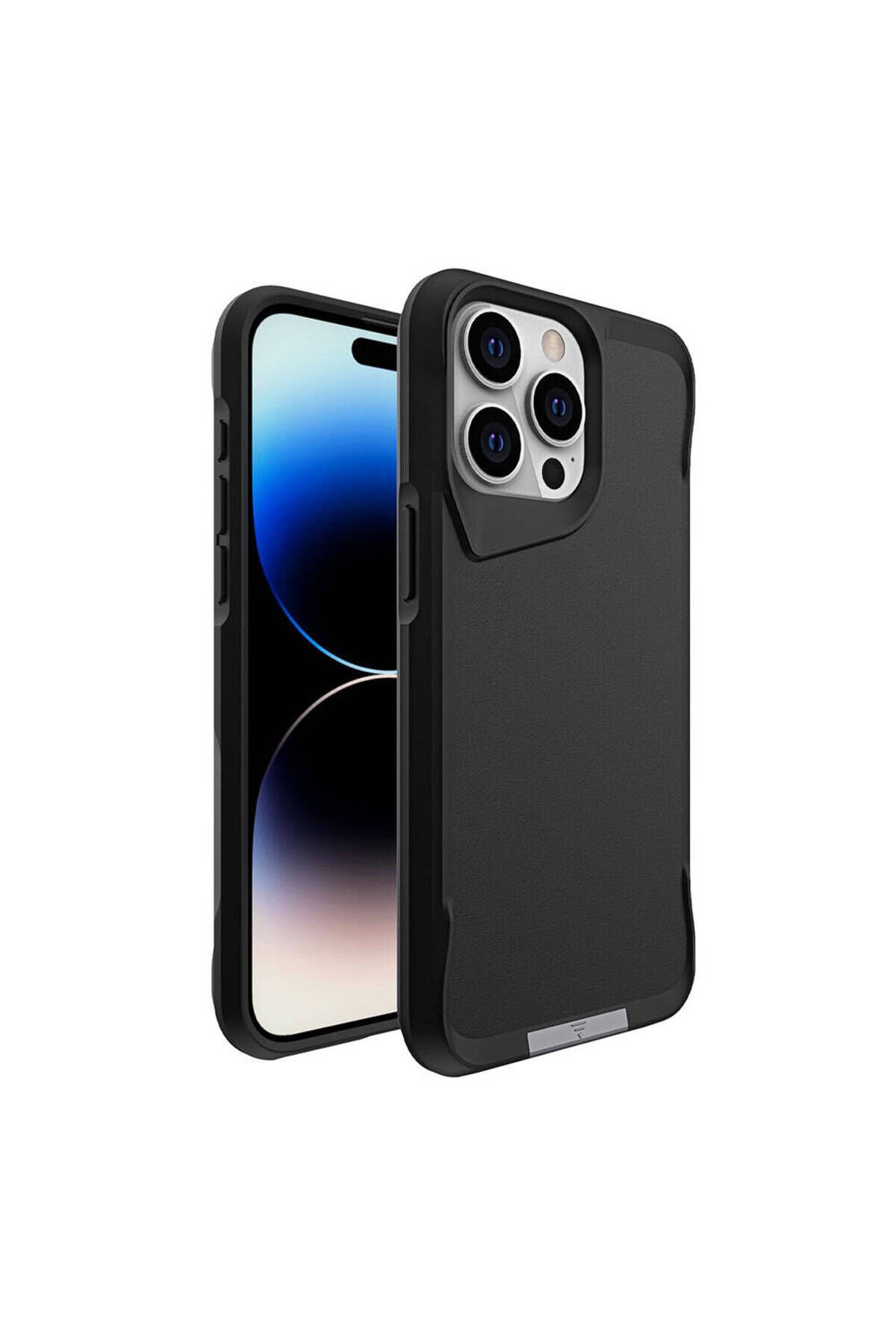 iPhone 15 Pro Uyumlu BSAY AiHTTg Kenarlı T-Max Mat Standlı Kılıf-Siyah