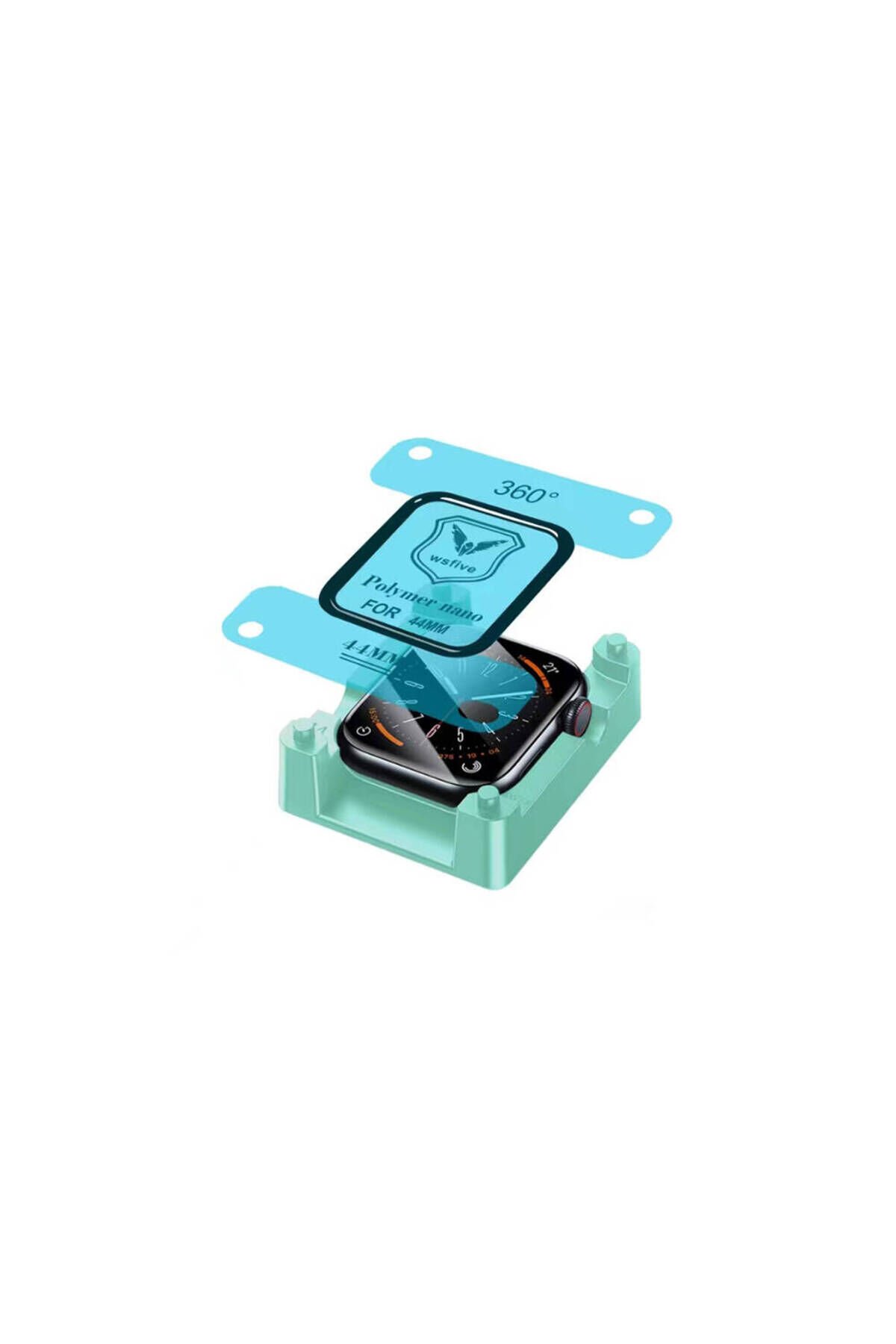 Watch 44mm BSAY Polymer Nano Ekran Koruyucu + Kolay Uygulama Aparatlı - Siyah Siyah