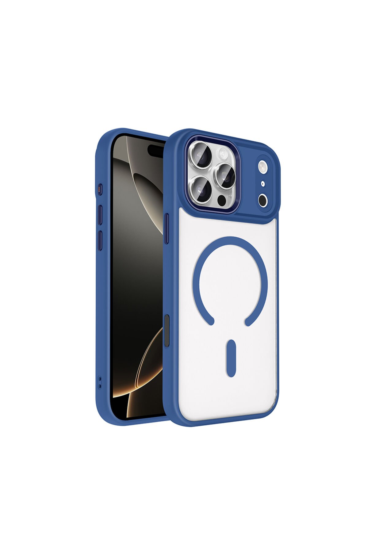 iPhone 17 Pro Max Kılıf Wireless Şarj Özellikli BSAY Krom M-safe Silikon Kapak - Siyah Altın