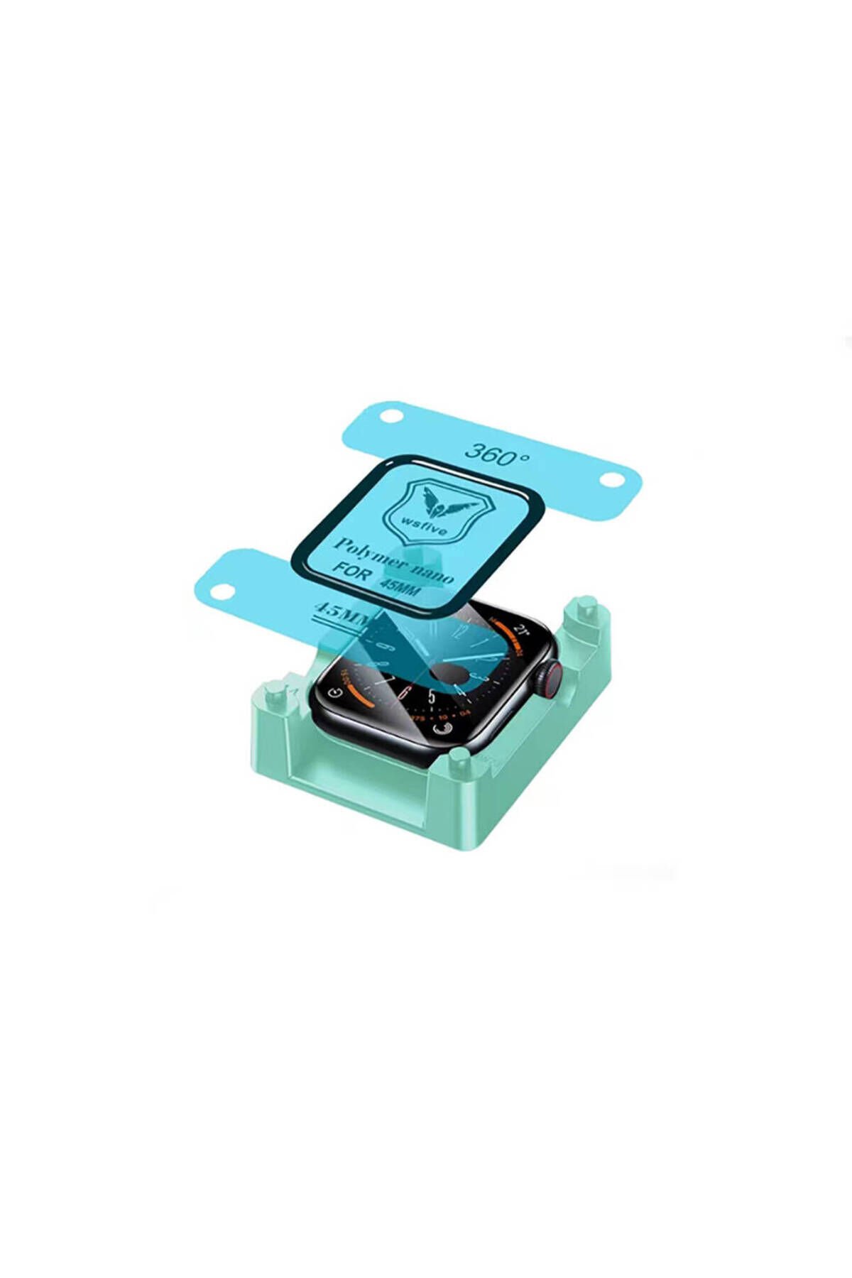 Watch 7 45mm BSAY Polymer Nano Ekran Koruyucu + Kolay Uygulama Aparatlı - Siyah Siyah