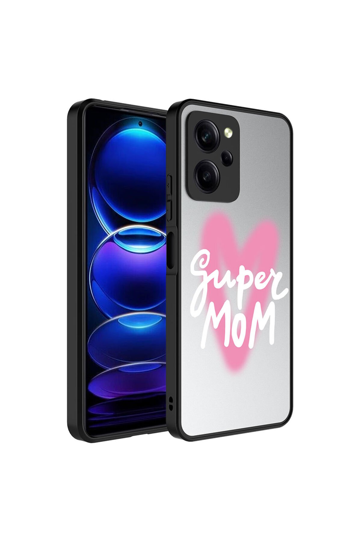 Poco X5 Pro Kılıf Aynalı Desenli Kamera Korumalı Parlak BSAY Mirror Kapak - Kalp Süper Anne