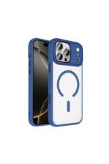 iPhone 17 Pro Max Kılıf Wireless Şarj Özellikli BSAY Krom M-safe Silikon Kapak - Siyah Gri