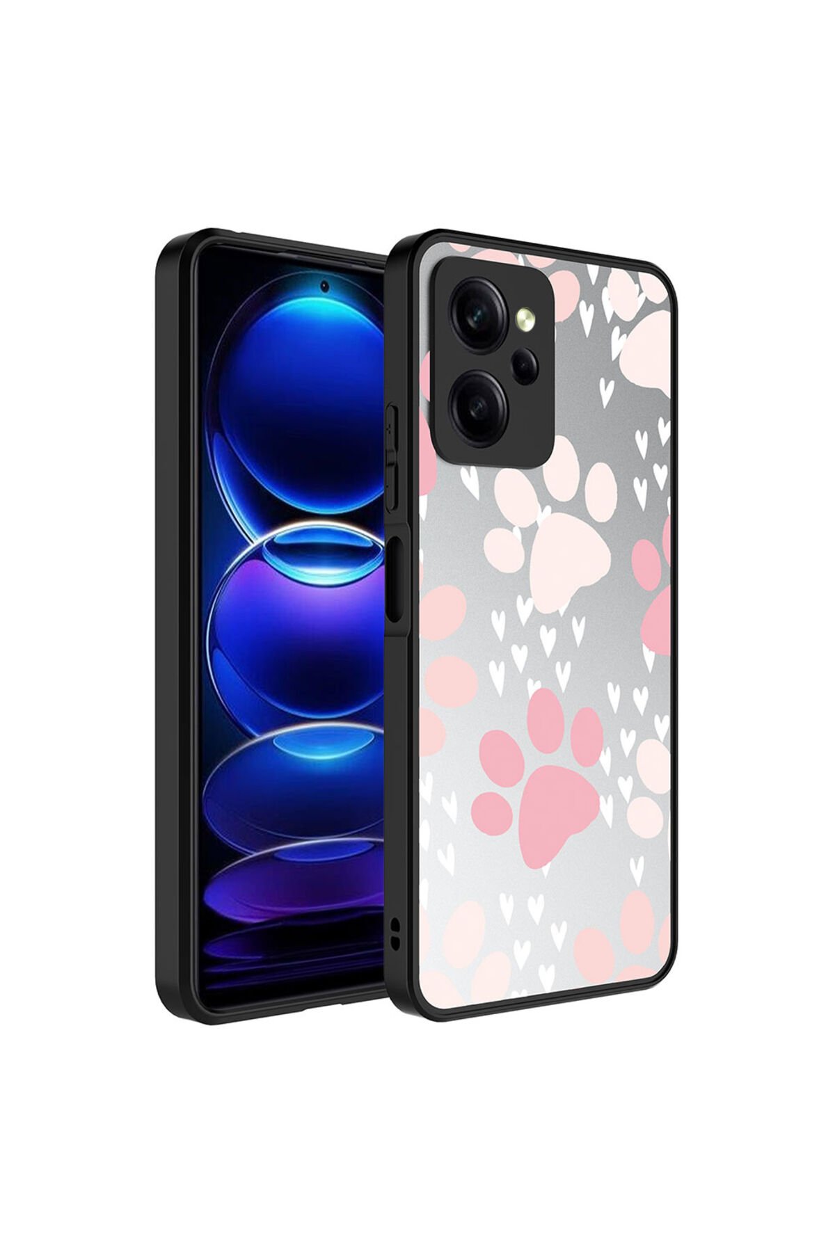 Poco X5 Pro Kılıf Aynalı Desenli Kamera Korumalı Parlak BSAY Mirror Kapak - Kalp Pati