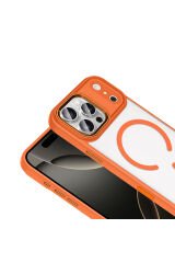 iPhone 17 Pro Max Kılıf Wireless Şarj Özellikli BSAY Krom M-safe Silikon Kapak - Siyah Gri