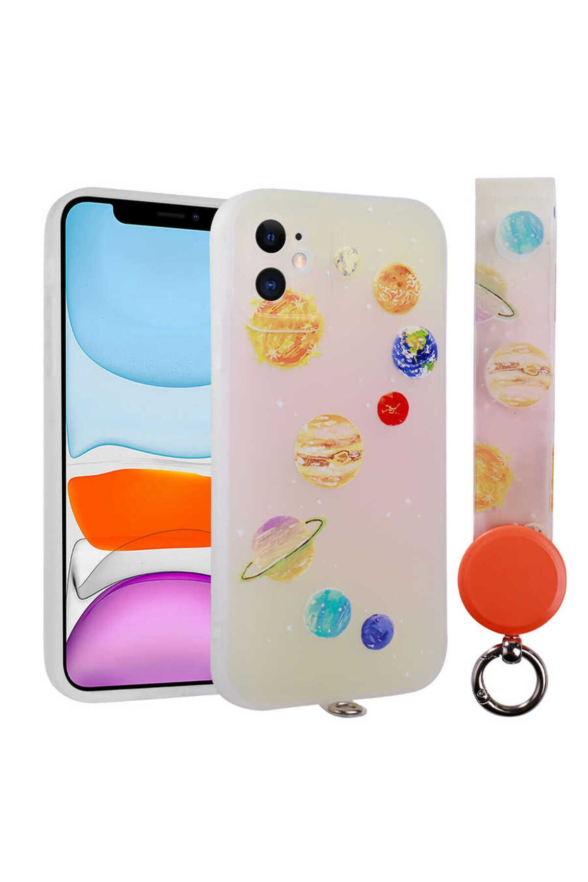 iPhone 11 Uyumlu Desenli El Askılı İpli OYO Arte Silikon Kılıf-NO5 No5