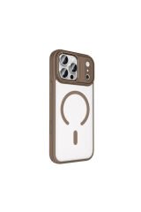 iPhone 17 Pro Max Kılıf Wireless Şarj Özellikli BSAY Krom M-safe Silikon Kapak - Siyah Gri