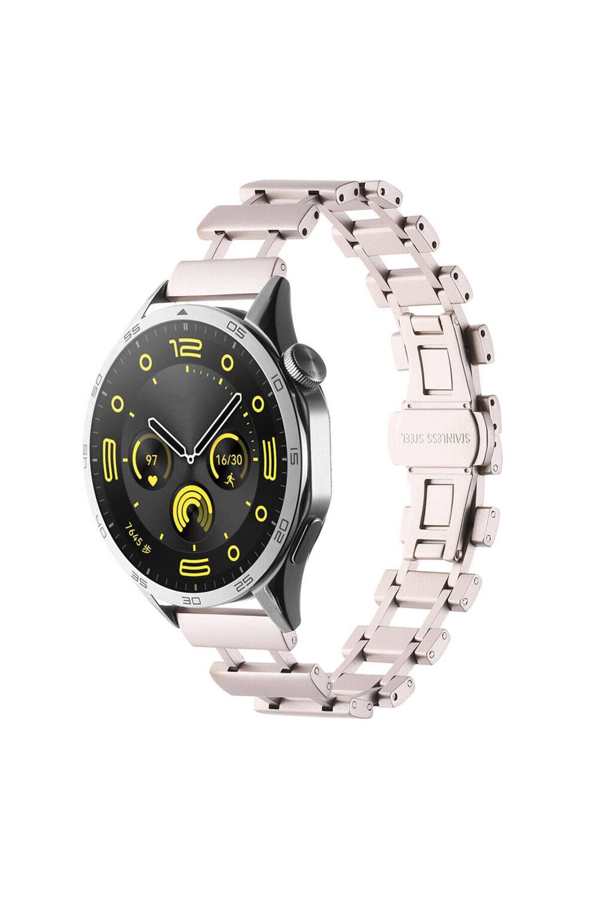 Gear S3 Uyumlu BSAY- KRD-96 22mm Metal Kordon-Siyah Siyah