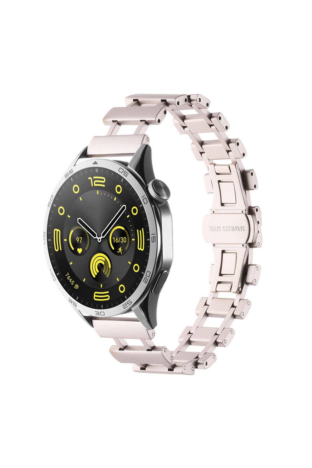 Gear S3 Uyumlu BSAY- KRD-96 22mm Metal Kordon-Siyah Gümüş