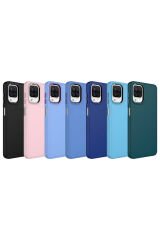 Galaxy M12 Kılıf Metal Çerçeve ve Buton Tasarımlı Silikon SBT Luna Kapak - Lacivert Lila