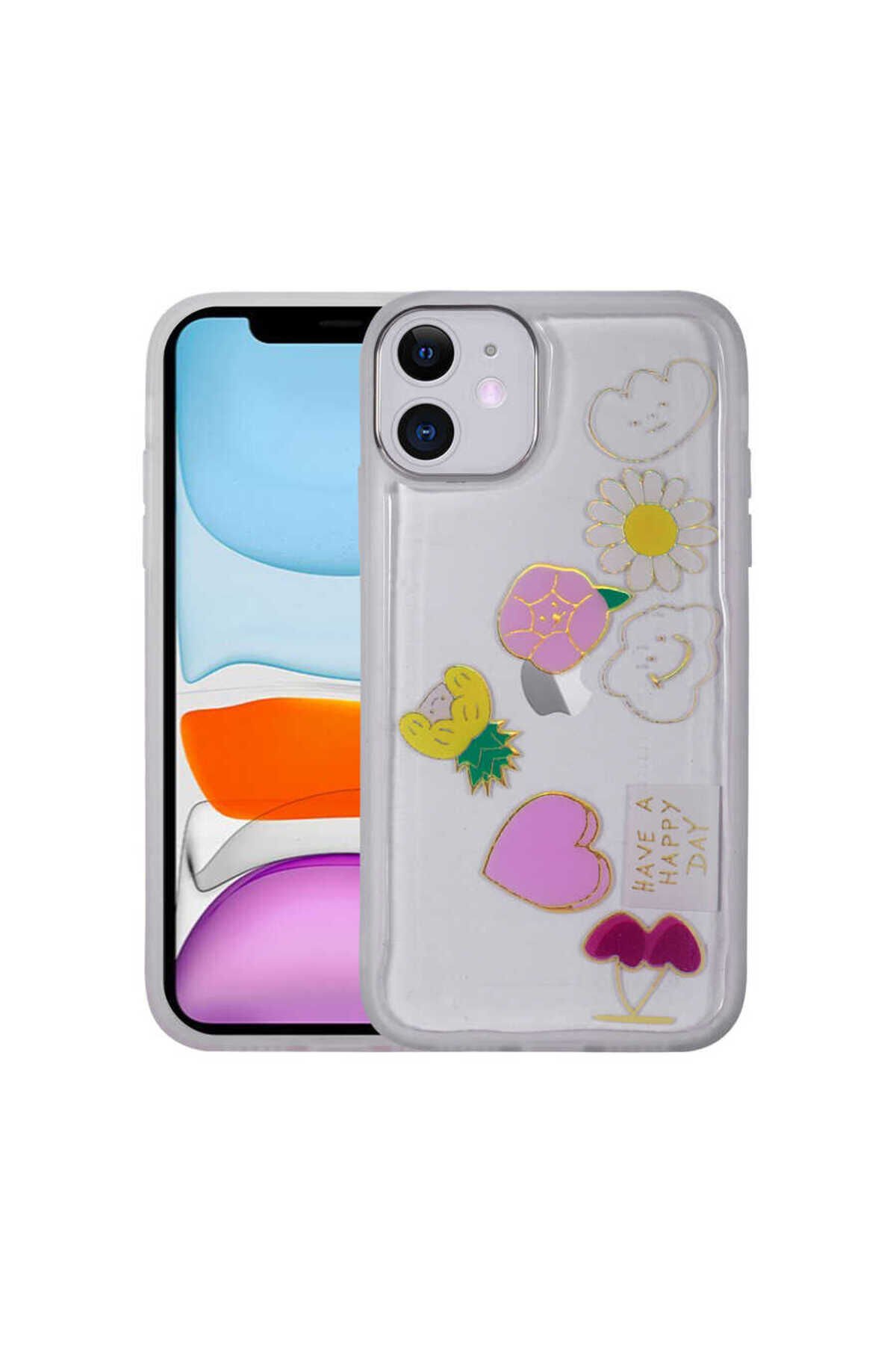 iPhone 11 Uyumlu Figürlü Desenli Işıltılı Sert SAFA Sos Kılıf-NO3 No3