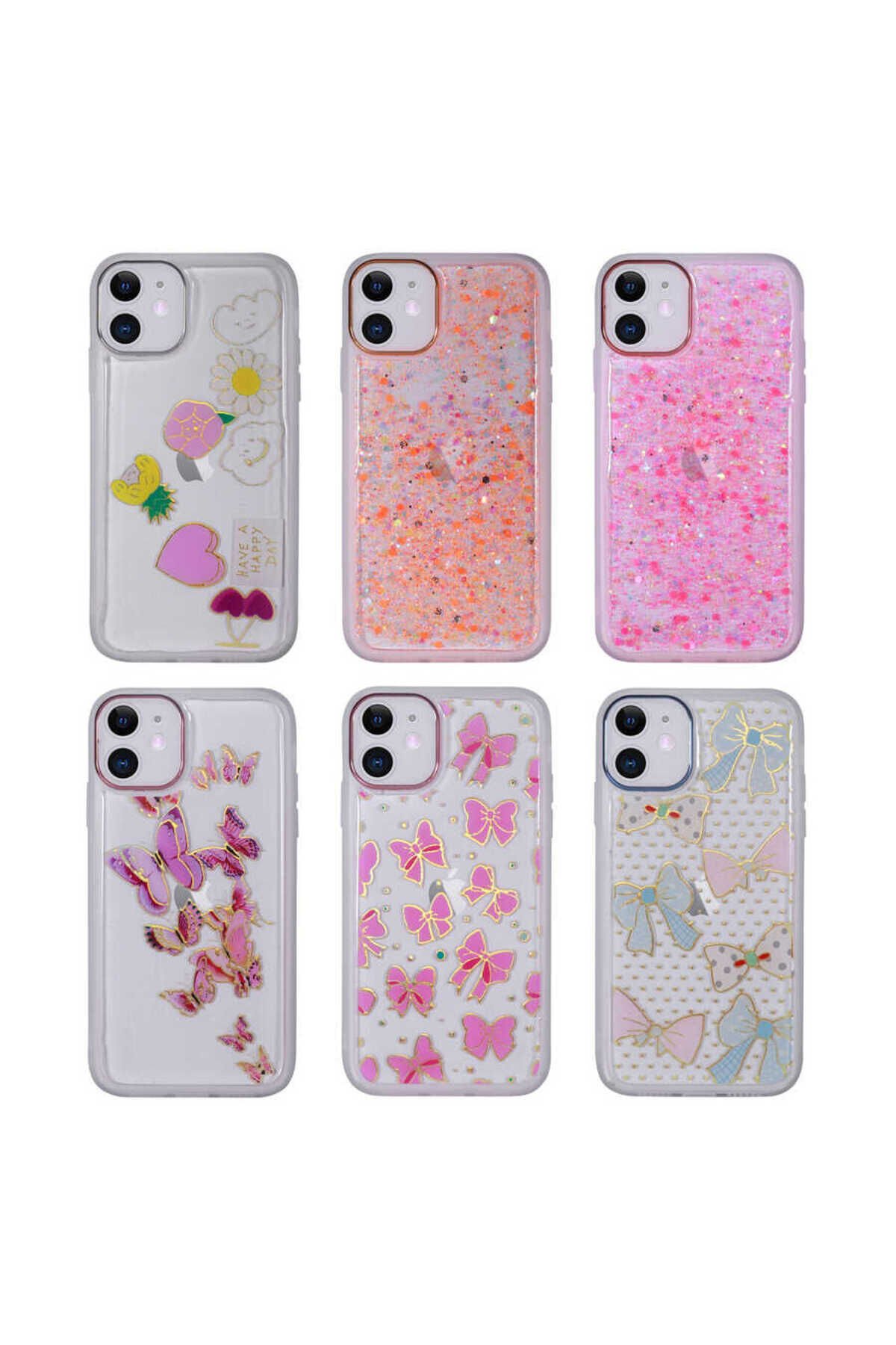iPhone 11 Uyumlu Figürlü Desenli Işıltılı Sert SAFA Sos Kılıf-NO3 No3