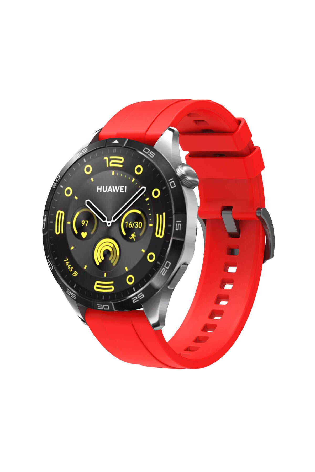 Huawei GT4 22mm Uyumlu BSAY- KRD-95 Silikon Kordon-Gri Kırmızı