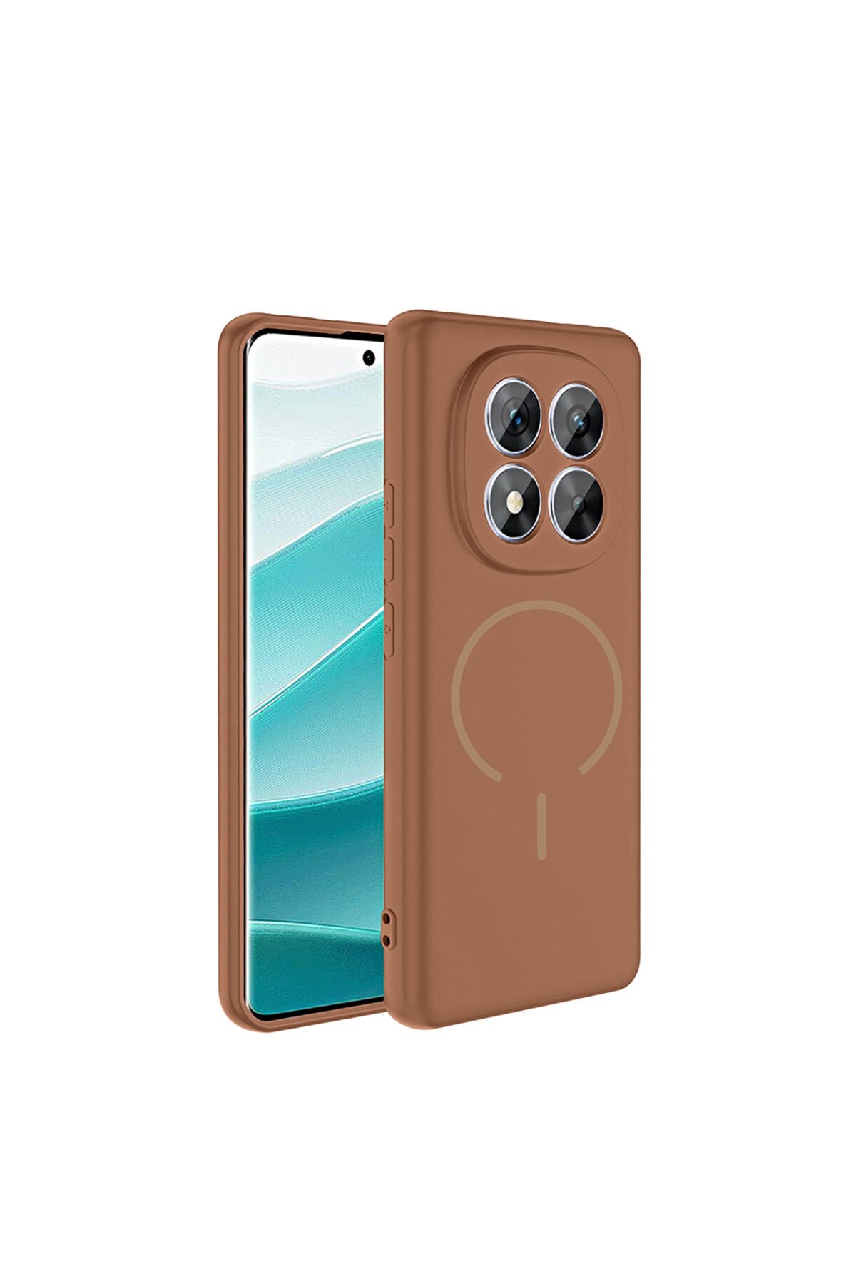 Redmi Note 14 Pro 4G Kılıf M-safe Şarj Özellikli BSAY Meta Kapak - Titanyum-Gri Kahverengi