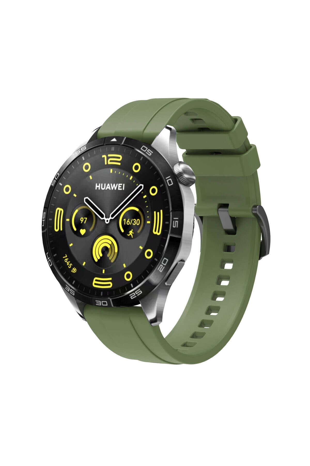 Huawei GT4 22mm Uyumlu BSAY- KRD-95 Silikon Kordon-Gri Yeşil