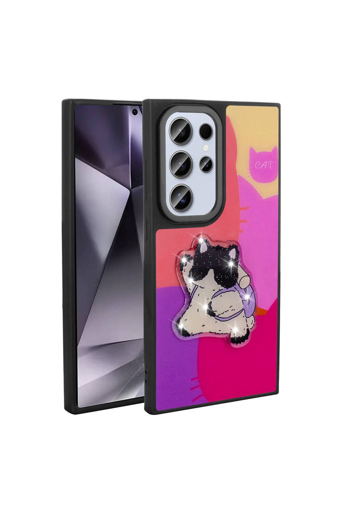 Galaxy S24 Ultra Kılıf Parlayan Kabartmalı İkonik Figürlü MRSA Amas Silikon Kapak - Mor Mor