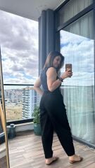 Pileli Pantolon Siyah - S