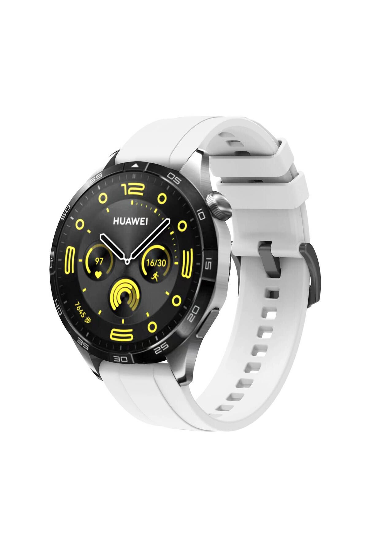 Huawei GT4 22mm Uyumlu BSAY- KRD-95 Silikon Kordon-Gri Beyaz