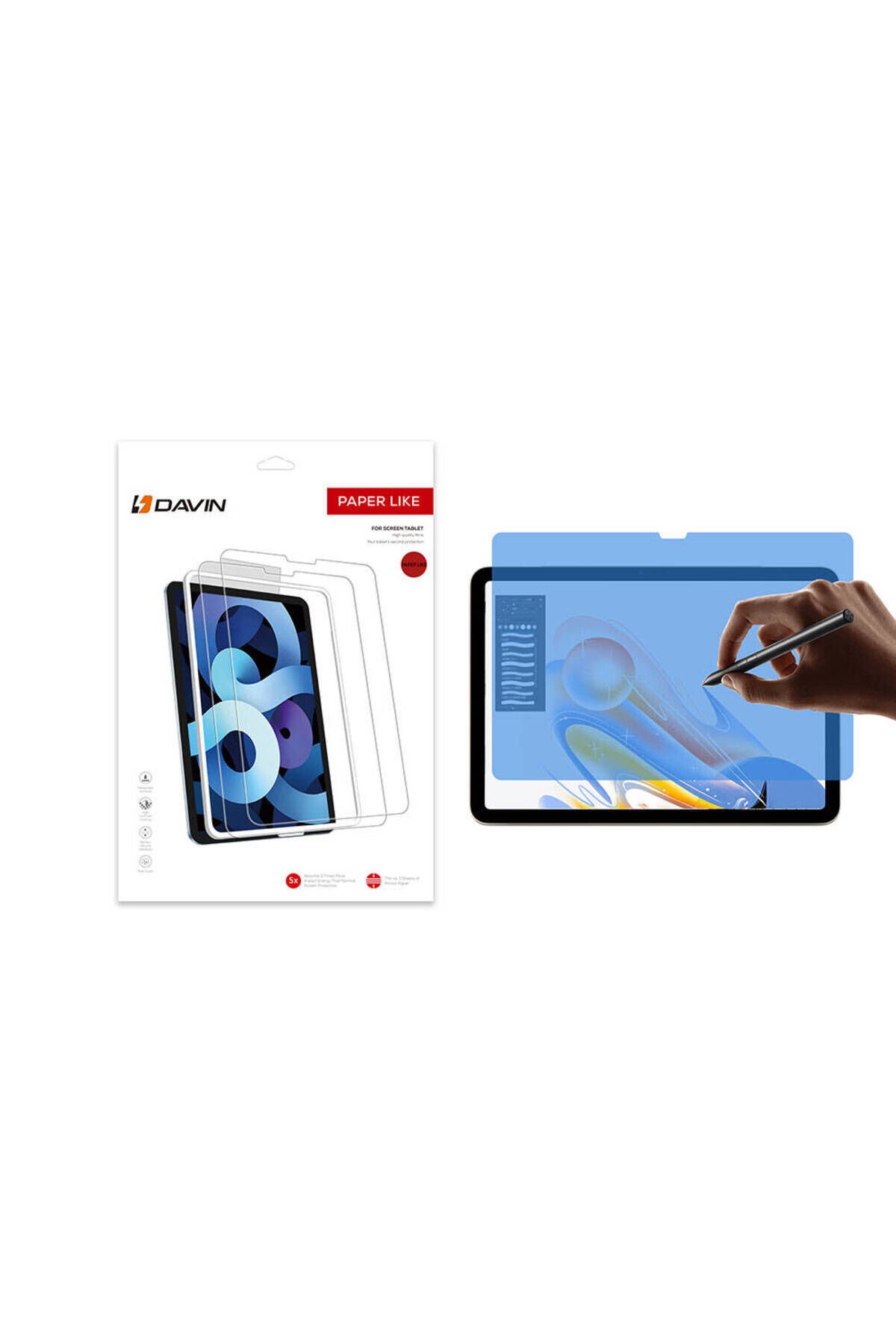 iPad Pro 13 2024 Kağıt Hisli Mat Uyumlu Davin Paper Like Ekran Koruyucu-Şeffaf Şeffaf