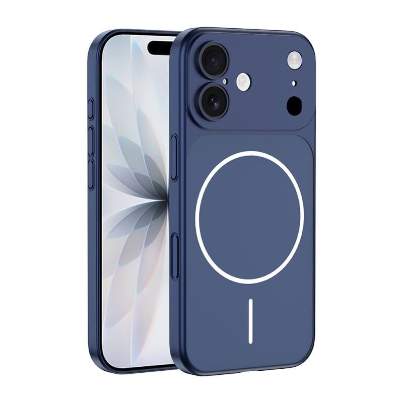 iPhone 17 Kılıf Zore M-Safe Şarj Özellikli Kamera Korumalı Spark Kılıf Mavi